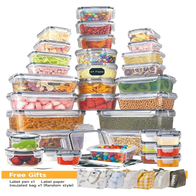 Food Storage Labels - Ensemble de 48 contenants alimentaires sans