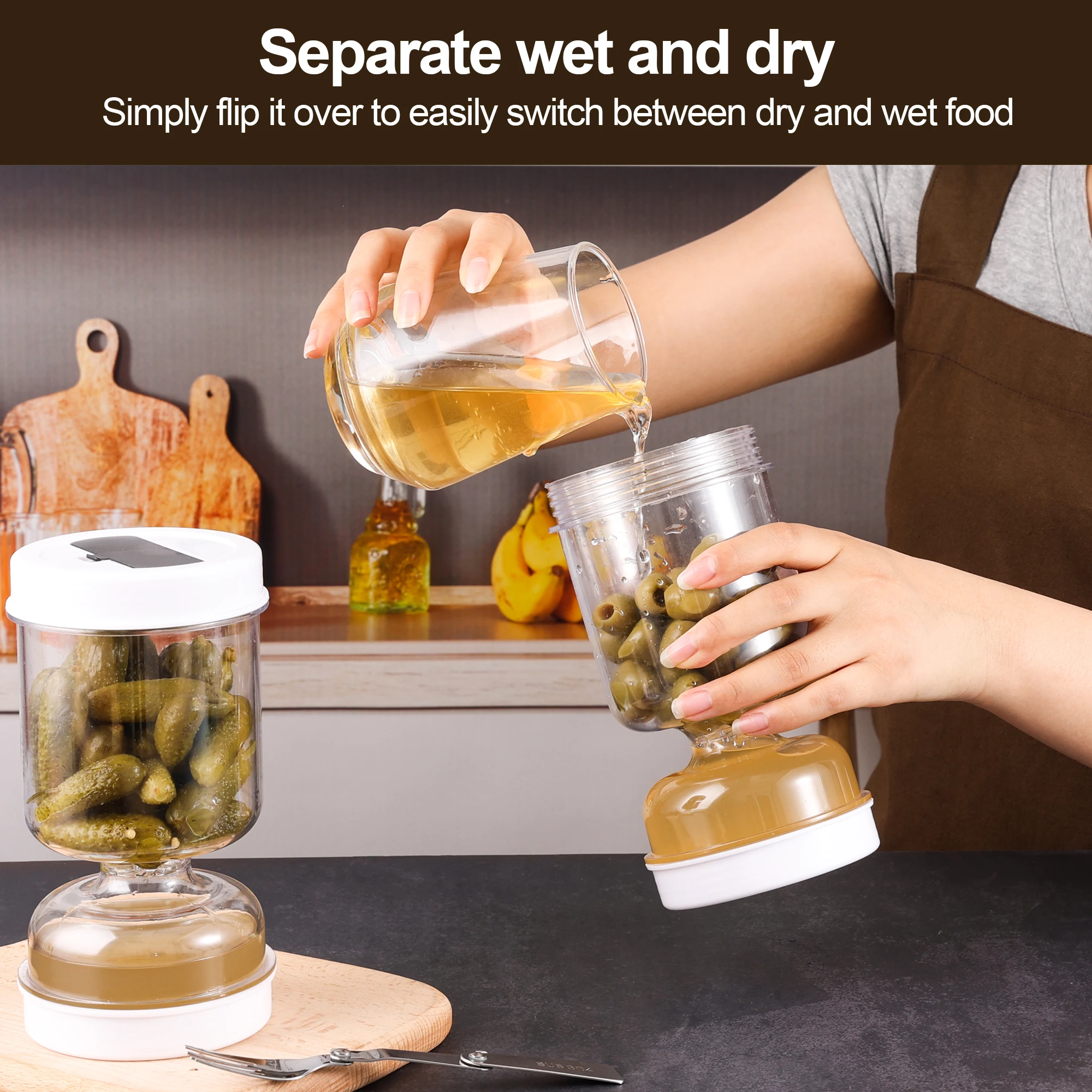 Pot de cornichons avec fourche - Food Storage With Dividers avis et prix