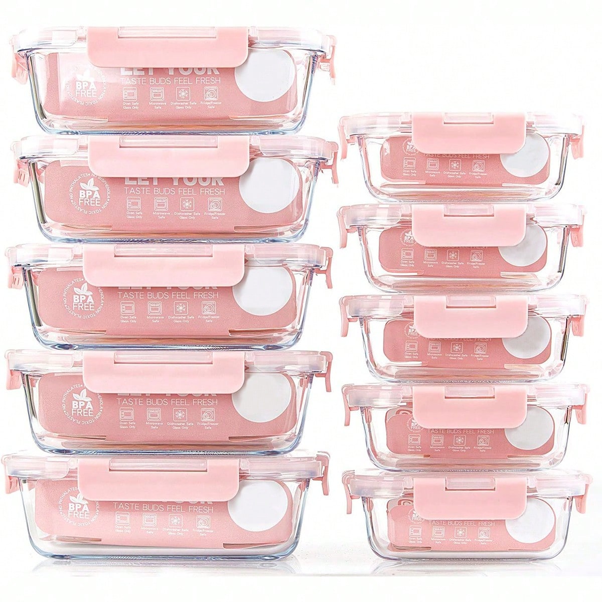 Lot de 10 récipients en verre  - Food Storage Oven Safe avis et prix
